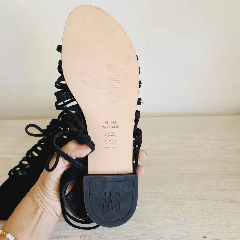 Stuart Weitzman Black Gladiator Sandals Size 9 - Picture 6 of 6